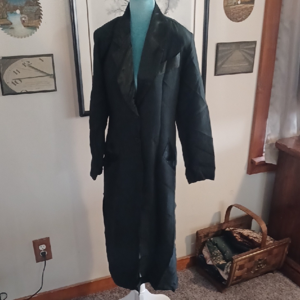 VTG Moon Light Phthalo Green Calf-Length Duster - Made in USA - Artsy Lagenlook